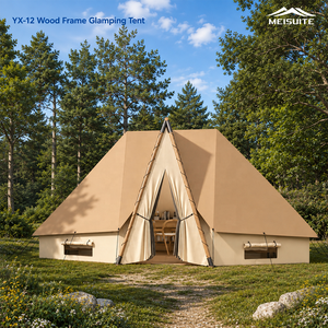 Resort Accommodation Glamping <b>Tent</b> With 80mm Laminated Wood Frame and 850g PVC Canopy for Custom Hotel Projects YX-12 YX-12 Natu - Product Image 1