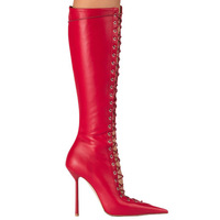 Bottines hautes en daim à lacets, talons aiguilles, bout pointu, style soirée tendance pour femmes, tailles 35 à 43