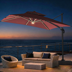 Sombrillas de Patio Cantilever OEM ODM con Tela Teñida en Hilo de 260G, Doble Toldo e Iluminación LED para Jardín - Product Image 2