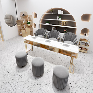 Table de manucure de luxe haut de gamme sur mesure avec lampe de séchage, mobilier de salon de manucure, ensemble de bureaux et chaises pour une ou deux personnes - Product Image 4