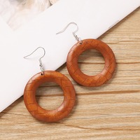 Boucles d'oreilles en bois géométriques ajourées en gros, bijoux fantaisie pour femmes