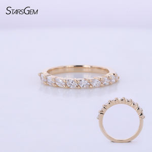 Bague de fiançailles en diamant marquise 2x4 mm, alliance en or massif, bague de fiançailles en diamant marquise de laboratoire, alliance éternelle en diamants de laboratoire, bague en or - Product Image 2