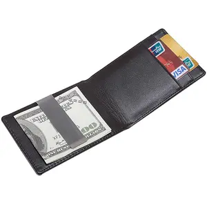 À la mode luxe en cuir véritable blocage RFID Visa crédit ID affaires ATM portefeuille hommes porte-carte pince à billets