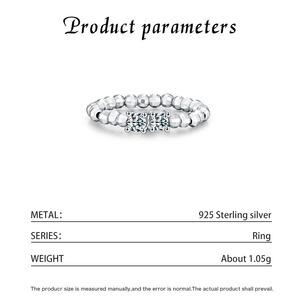 S925 Sterling Silver Elastic Beaded <b>Ring</b> Double Cushion Zircon <b>Stretch</b> Adjustable Finger <b>Ring</b> Stackable Jewelry For Women - Product Image 5