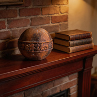 Ornements sphériques anciens de style européen en MgO, objets décoratifs en magnésie à texture rétro pour la décoration de la maison, du jardin et du cheminée (vente en gros)