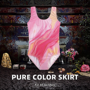 Jupe de danse en mousseline de couleur unie pour enfants unisexes, en spandex, avec taille élastique, pour l'entraînement - Product Image 2