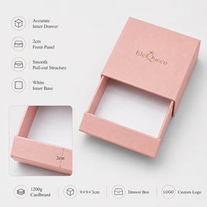 Caja de joyería de lujo ecológica con forro de satén rosa, logotipo dorado en relieve, para pulseras, anillos y regalos. - Product Image 3