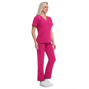 <b>Women</b> Medical Scrub Set V Neck Nurse Uniform Hospital Workwear Polyester Cotton Scrubs OEM Service - Product Image 3