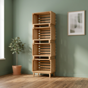 Sturdy Brown Detachable Classic Teak Fruit Box 460x410x250mm Four Layers Living Room Storage Rack <b>Standing</b> Type Organized - Product Image 2