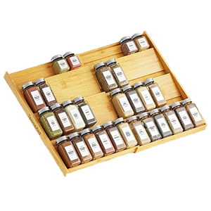 Étagère à épices extensible à deux niveaux en bois, type debout, organisateur de tiroirs à épices pour le <span class=keywords><strong>rangement</strong></span> dans les armoires de cuisine - Product Image 3