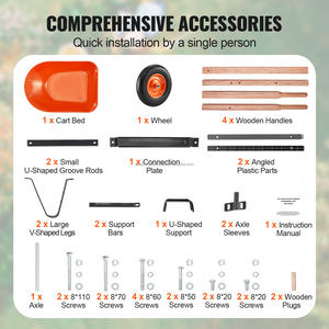 Brouette de haute qualité avec roue pneumatique, capacité de charge 200 <span class=keywords><strong>kg</strong></span>, chariot manuel à plateau plat pour jardin et ferme - Product Image 4