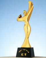 Trophée de danse en résine métallique sculptée en 3D, design personnalisé, plaqué or, plaque de récompense sportive et musicale