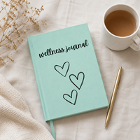 Carnet de bien-être personnalisé, couverture rigide, vert menthe, couverture souple, écriture manuscrite, motif cœur, pages lignées, OEM ODM en gros
