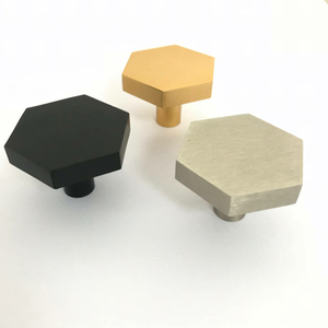 Aluminum Hexagon Cabinet Solid <strong>Knobs</strong> <strong>Gold</strong> Brush Pull <strong>Knob</strong> for Dresser <strong>Drawer</strong> - Product Image 3