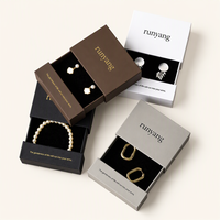 Boîte à bijoux rigide haut de gamme de luxe personnalisée avec logo en feuille d'or pour boucles d'oreilles, bagues, colliers et bracelets