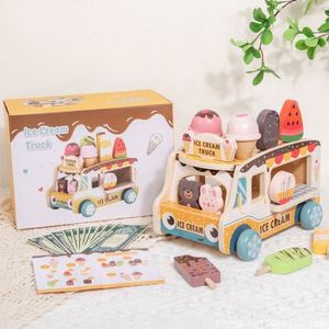 Camión de Helados de Madera para Niños de 36+ Meses, Juego de Clasificación de Formas, Juego de Imitación, Juego de Roles, Desarrollo de Habilidades - Product Image 1