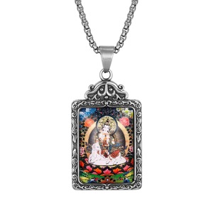 <b>Titanium</b> Steel Thangka Pendant With Zodiac Guardian Deity For Men Everyday Wear 216035 - Product Image 4