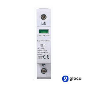 Dispositivo di Protezione da Sovratensioni Gloca T2 275VAC 20kA 40kA Montaggio su Guida DIN JX5120 - Product Image 3