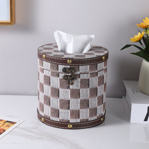 กล่องกระดาษทิชชูทรงกลม Mystic Arts รุ่น 4230B สไตล์หนังคลาสสิก สำหรับใช้ในบ้าน รถยนต์ ห้องน้ำ ห้องนั่งเล่น - Product Image 3