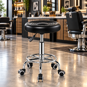 Tabouret de barbier réglable noir, chaise de salon hydraulique avec dossier, design moderne pour salon de coiffure - Product Image 1