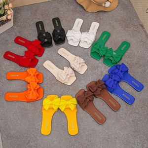 Cross-border Plus-size Bow for Women's Spring Korean-style Transparent Slide Sandals Square-toe Metal-<b>Heel</b> Chunky-<b>heel</b> - Product Image 2