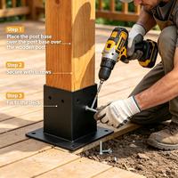 Base de poteau de pergola en acier au carbone, support d'ancrage carré pour poteau avec revêtement en poudre pour gazebo en bois, terrasse, jardin extérieur