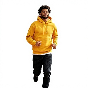 <b>Men's</b> <b>Yellow</b> <b>Hoodie</b> Pullover Sweatshirt Kangaroo Pocket Drawstring Casual Solid Top Polyester/Cotton Waterproof Windproof Loose - Product Image 5