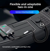 Câble de données pour véhicule de type C à double interface 1-vers-2 de type ressort, adapté à diverses interfaces de téléphone de type C et à la charge rapide PD