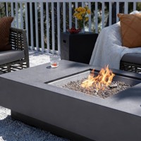 Table de foyer rectangulaire sur mesure, table de foyer au gaz, chauffage de terrasse extérieur, cheminée pour la décoration du jardin
