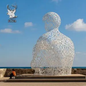 Diseño moderno al aire libre de gran tamaño de acero inoxidable abstracto desaparecer figura escultura para la venta