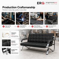 Ensemble de canapés de bureau modernes en cuir Ergonovapro pour hôpitaux, centres commerciaux, salles d'attente, salons d'entreprise, avec structure métallique, 1 à 3 places