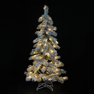 Décor de vacances 7Ft 8Ft 9Ft Snow White Floqué Arbres de Noël artificiels pré-éclairés avec des lumières chaudes - Product Image 6