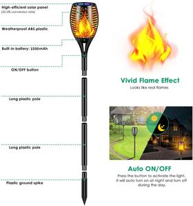 LED Solar Flickering Flame Torch Lights IP65 Outdoor Landscape & Garden Decoration with Dancing Flame Patio <b>Lamp</b> - Product Image 3