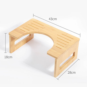 <b>Bamboo</b> Toilet <b>Stool</b> 43x28x18cm Anti Slip Bathroom Footstool For Comfortable Use - Product Image 1