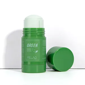 Özel etiket organik doğal arındırıcı beyaz kil YEŞİL ÇAY çamur maskeleme yüzlü toptan yeşil maske sopa
