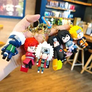 חדש כניסות 3d אנימה Narutos Keychain סיליקון רכב Keychain תליון עם מתכת מפתח טבעת