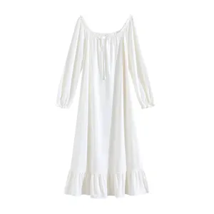 Court Nightdress Cotton Women's Spring Autumn Thin Sexy Long Retro French Loose Fat Girl Princess Style Nightgown
