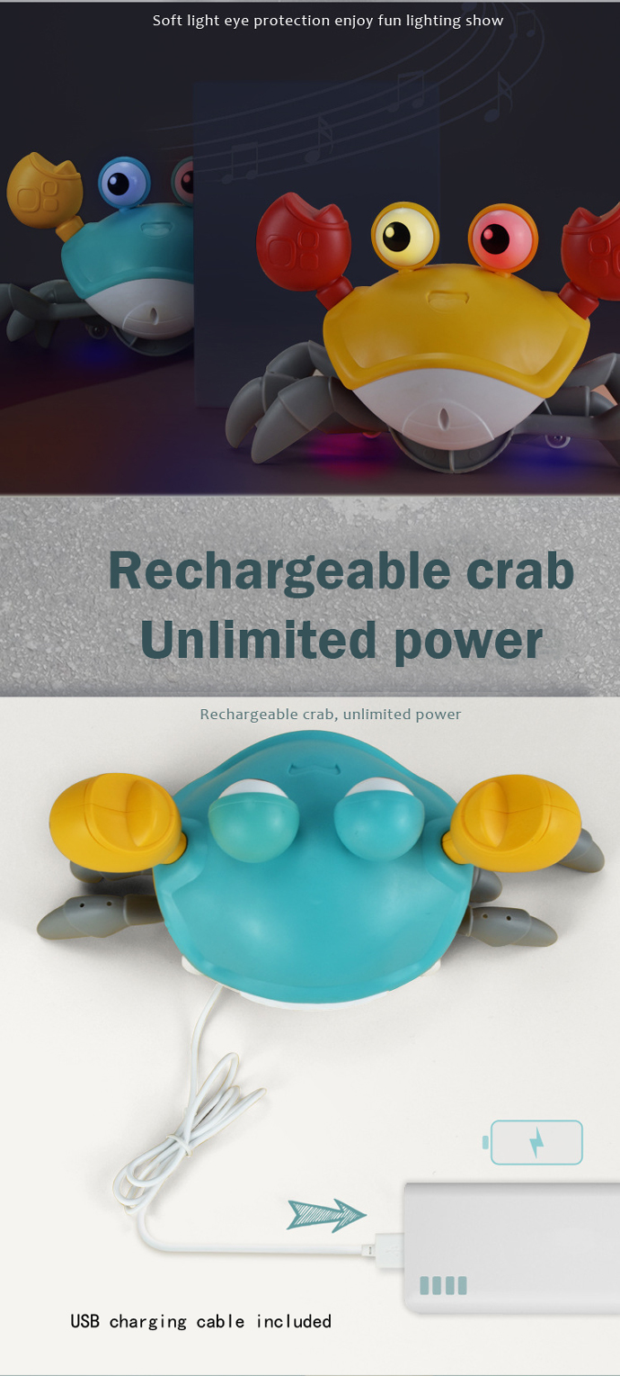 Induction Escape Crab Rechargeable Electric Pet Musical Toys Children'S Toys Birthday Gifts Educational Toys Learn To Climb Toys