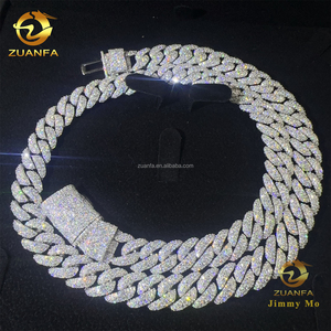 <span class=keywords><strong>Cadena</strong></span> Cubana Miami de Plata de Ley 925 con Incrustaciones de Moissanita VVS1, Certificado GRA, Ancho de 12 mm, Pasa el Test de Diamantes - Product Image 3