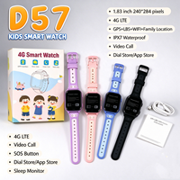 Montre connectée pour enfants D57 4G, appel vidéo, localisation GPS, géolocalisation, SOS, moniteur de sommeil, cadeau pour garçons et filles
