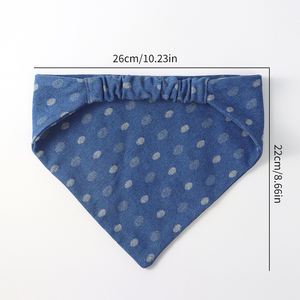 ربطات رأس عالية الجودة من قماش الدنيم القطني الأزرق المقاوم للاهتراء مثلث سادة سادة مرنة من الدنيم بنقاط البولكا - Product Image 2