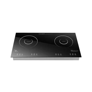 Kitchen Glass Double Burners Cooktop 2 Heating Zones Appliance Embedded Concave Induction Cookers