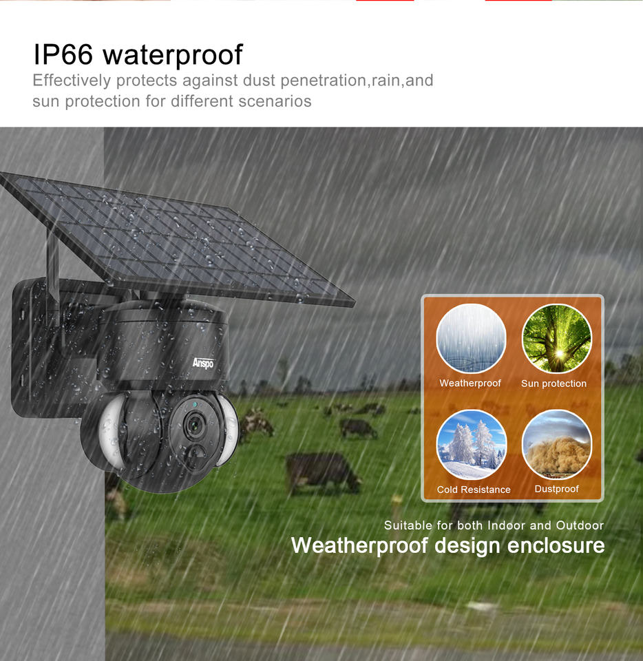 Anspo 3MP Solar 4G IP Camera - Versatile Security Solution