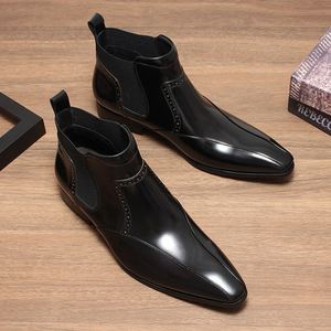 Zapatos de Vestir de Cuero Genuino de Alta Calidad para Hombre, Botas con Punta Brillante y Cierre de Cordones, Tendencia Otoñal - Product Image 2