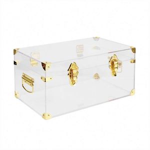 Proveedor de Oro de la Industria: Caja de Almacenamiento Rectangular de Acrílico Transparente Moldeada por Inyección Ecológica con Accesorios Decorativos de Metal Dorado - Product Image 1