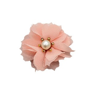 Accessoire de cheveux en mousseline de soie fait main avec fleur de perles, 4,5 cm, pour vêtements d'enfants, fleur décorative en tissu, motif camélia, unisexe, pour tout-petits - Product Image 5