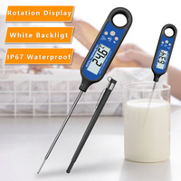 Termometer Daging Digital Bacaan Instan Termometer Dapur Oven dengan Layar Putar dan Fungsi Kalibrasi Warna Hitam