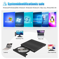 Slanke externe CD/DVD-drive USB 3.0 + USB-C TYPE-C Dual-interface speler/brander/lezer voor laptop, pc, Mac, HP