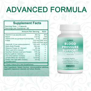 Cápsulas de Apoyo Natural a la Presión Arterial de Marca Privada, Suplemento Dietético con Vitaminas para la Salud del Corazón - Product Image 2