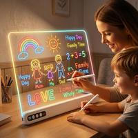 Tableau de notes LED rechargeable en acrylique avec 7 couleurs lumineuses pour la décoration de bureau